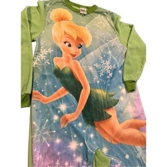 Disney Fairies Tinkerbell Footed Blanket Sleeper Pajamas Pjs Green Large - Picture 5 of 10